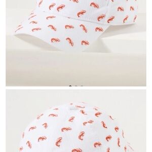 White Cap with Red shrimp Print